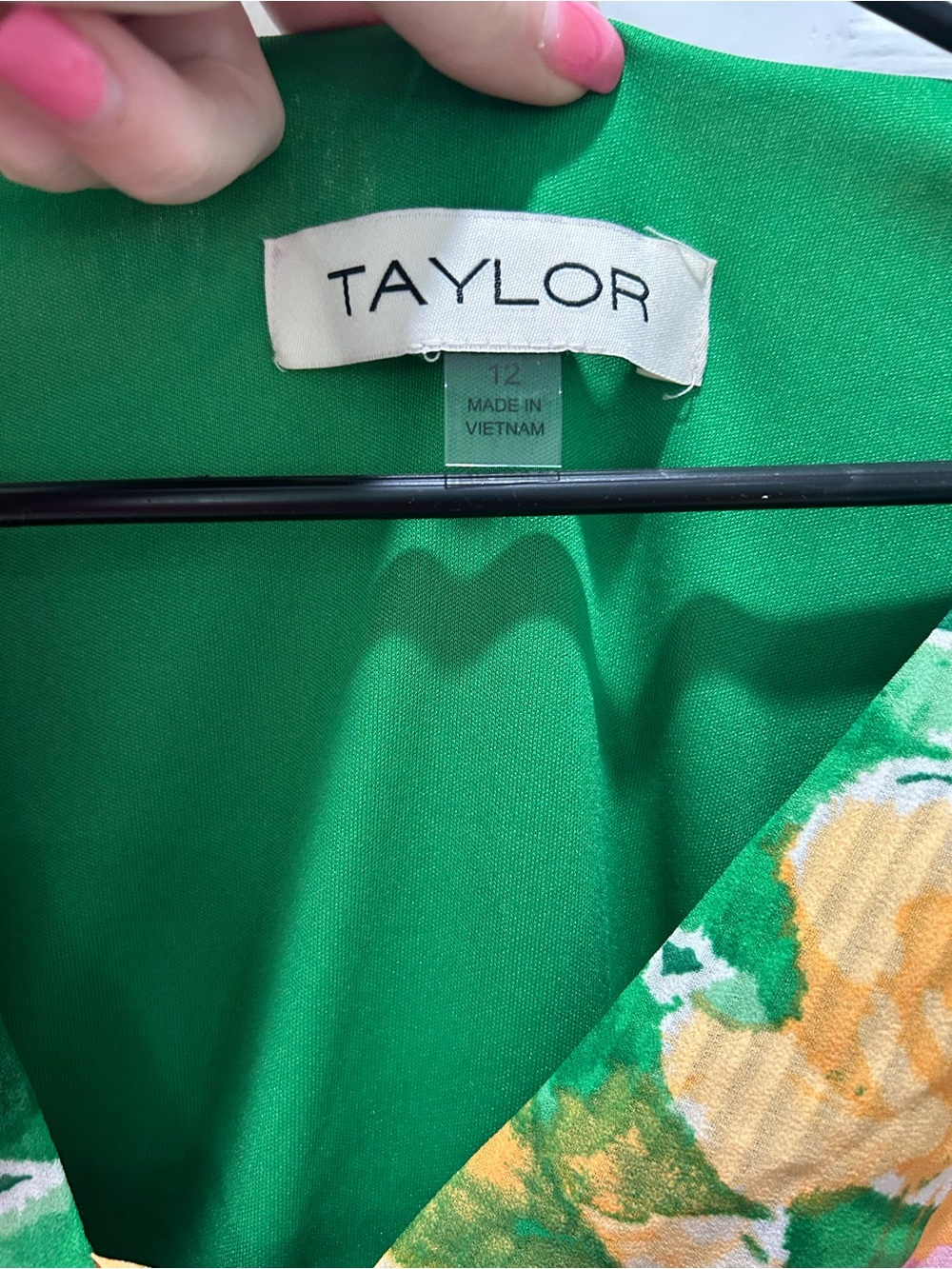 Taylor Green Floral V-Neck Dress with Yellow Accents - Picture 3 of 3